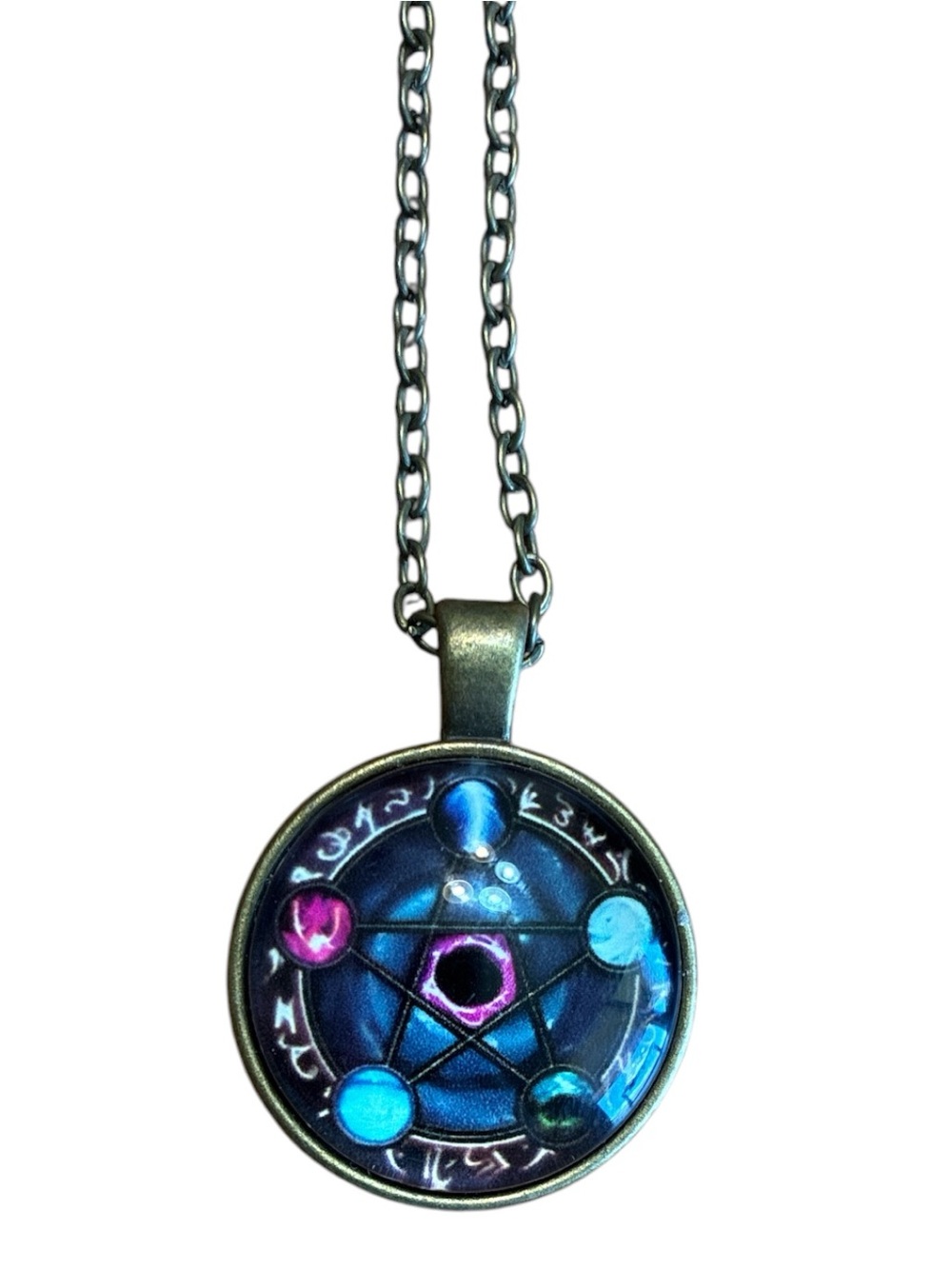 Blue Mystic Pentagram Pendant Necklace ~ 20 Inches